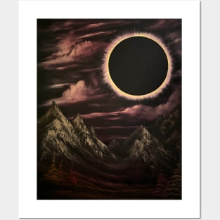 Solar Eclipse Mountain Landscape Posters and Art